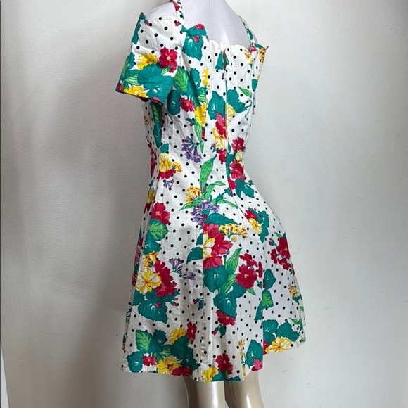 (T2) Benson & Smith 80s Vintage Bohemian Floral Print Cream Cotton Dress, Size 9 - Picture 5 of 14